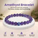 Original Amethyst Bracelet with Evil Eye
