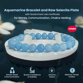 SOLAVA Aquamarine Bracelet Original Certified with Selenite Plate