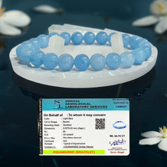 SOLAVA Aquamarine Bracelet Original Certified with Selenite Plate