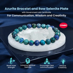 Original Azurite Bracelet with Selenite Plate
