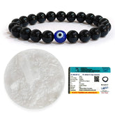 Original Black Tourmaline Evil Eye Bracelet with Raw Selenite Plate