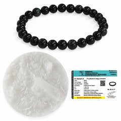 Original Black Obsidian Bracelet with Selenite Plate
