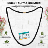 Original Black Tourmaline Crystal Mala with Certificate