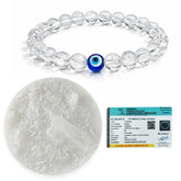 Original Clear Quartz Evil eye bracelet with Raw Selenite Plate