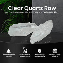 Natural Clear Quartz Crystal Stone Original Certified - Raw - 2 Piece