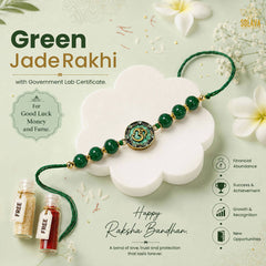 Natural Green Jade Crystal Rakhi with Om Charm
