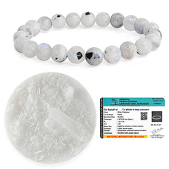 SOLAVA Moonstone Bracelet Certified with Selenite Plate