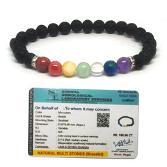 Original Seven Chakra Bracelet with Black Lava