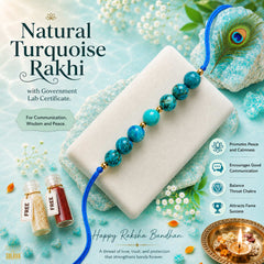 Rakhi - Turquoise Crystal Rakhi for brother and Bhabhi