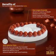 Original Red Jasper Bracelet Original Certified with Selenite Plate