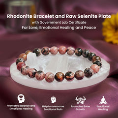 Original Rhodonite Bracelet with Selenite Plate