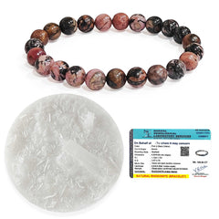 Original Rhodonite Bracelet with Selenite Plate
