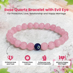 Original Rose Quartz Bracelet with Evil Eye