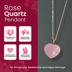 Rose Quartz Heart Pendant with Chain - Valentines Gift