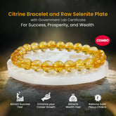 Original Citrine Bracelet with Raw Selenite Plate