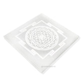 Original Selenite Plate - Shree Yantra Engraved Charging Plate