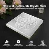 Selenite Plate - Flower of Life Engraved Charging Plate