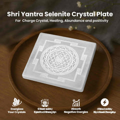 Original Selenite Plate - Shree Yantra Engraved Charging Plate