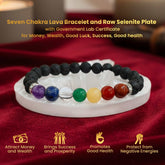 Natural Seven chakra Lava Bracelet with Selenite Plate