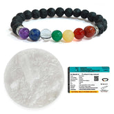 Natural Seven chakra Lava Bracelet with Selenite Plate