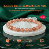 Original Sunstone Bracelet with Raw Selenite Plate