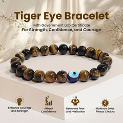 Original Tiger Eye Bracelet with Evil Eye