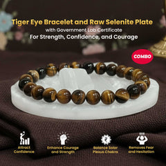 Tiger Eye Bracelet Original Certified with Selenite Plate