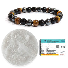 Natural Triple Protection Bracelet Original Certified with Selenite Plate