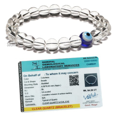 Original Clear Quartz Bracelet with Evil Eye