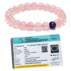 Original Rose Quartz Bracelet with Evil Eye