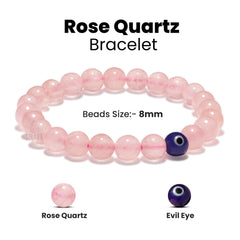 Original Rose Quartz Bracelet with Evil Eye