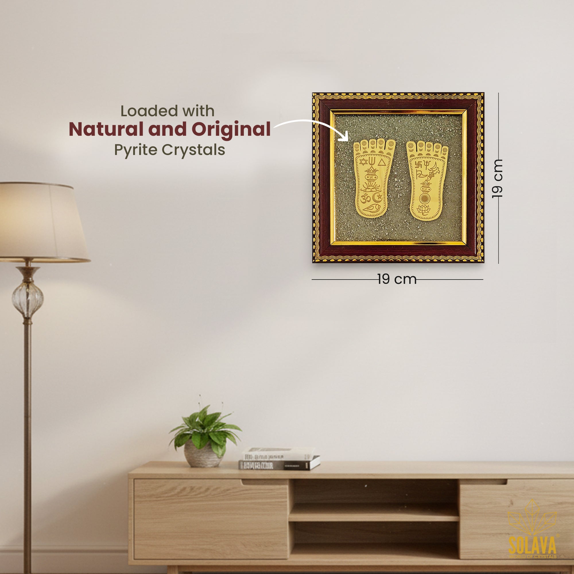 Original Lakshmi Charan Pyrite Frame for Wealth