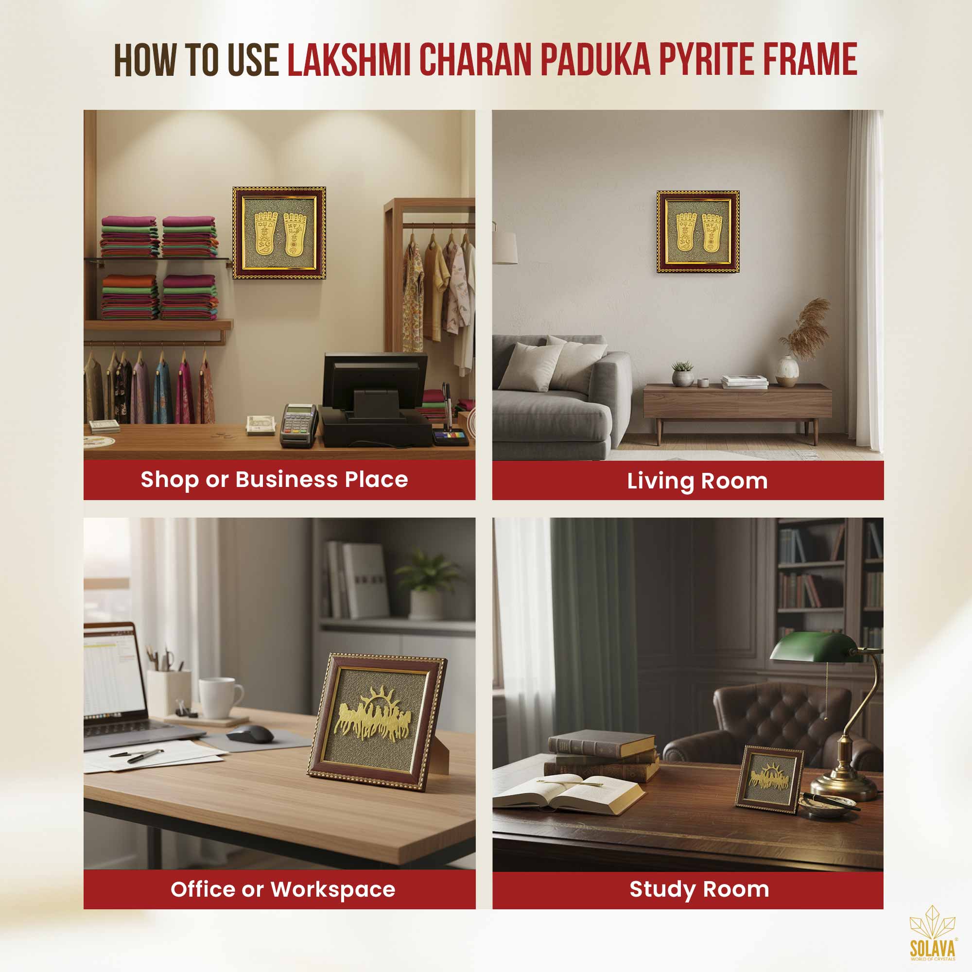 Original Lakshmi Charan Pyrite Frame for Wealth