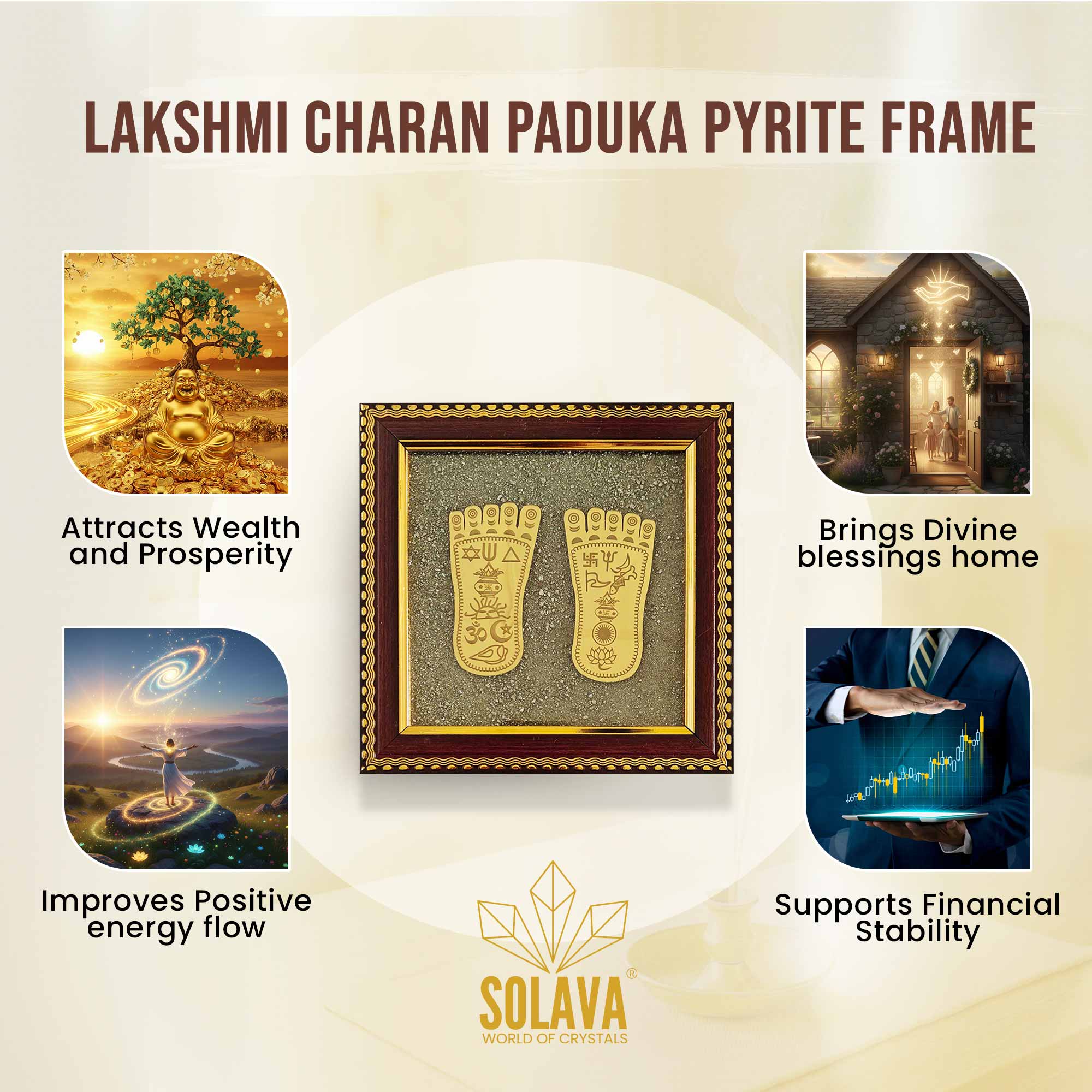 Original Lakshmi Charan Pyrite Frame for Wealth