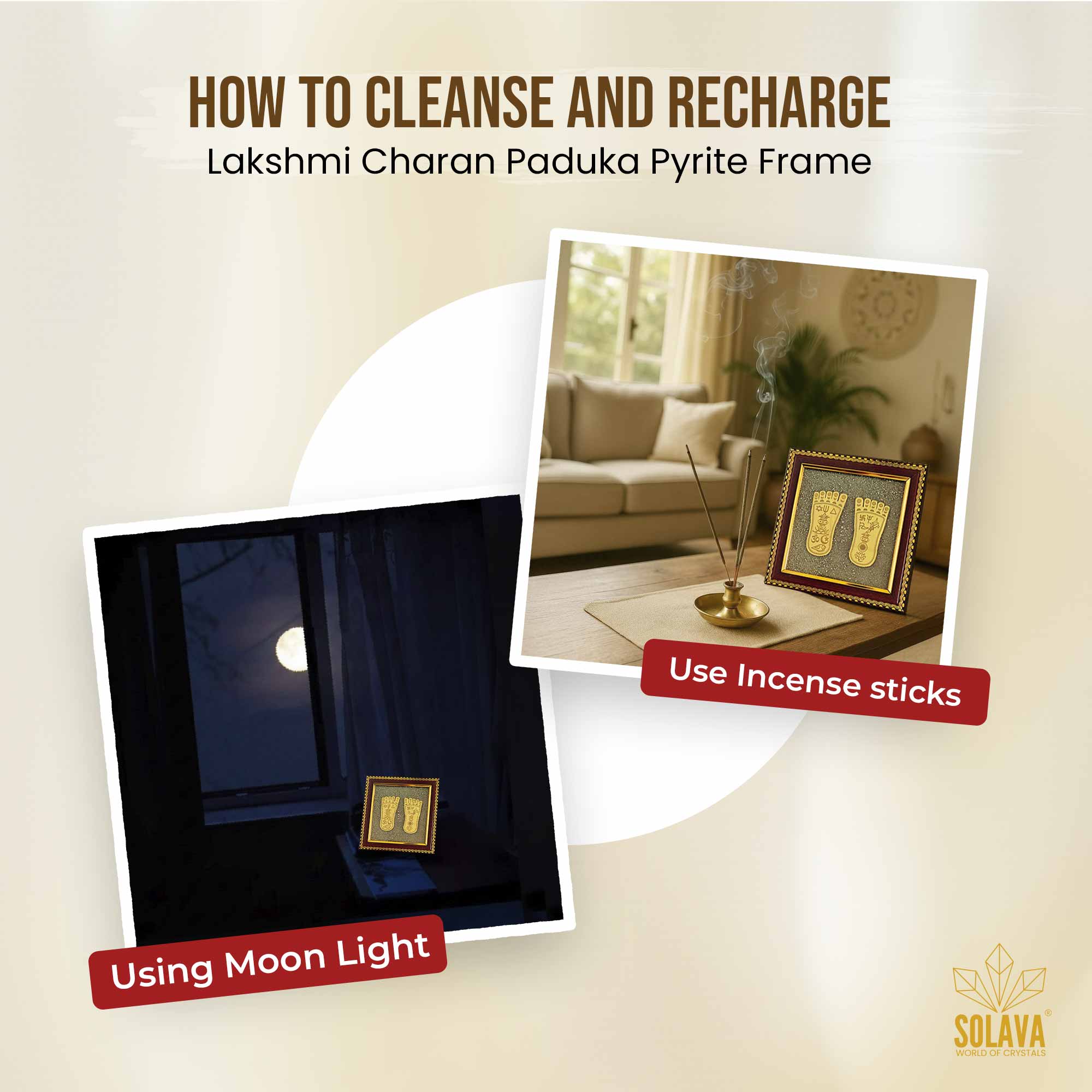 Original Lakshmi Charan Pyrite Frame for Wealth