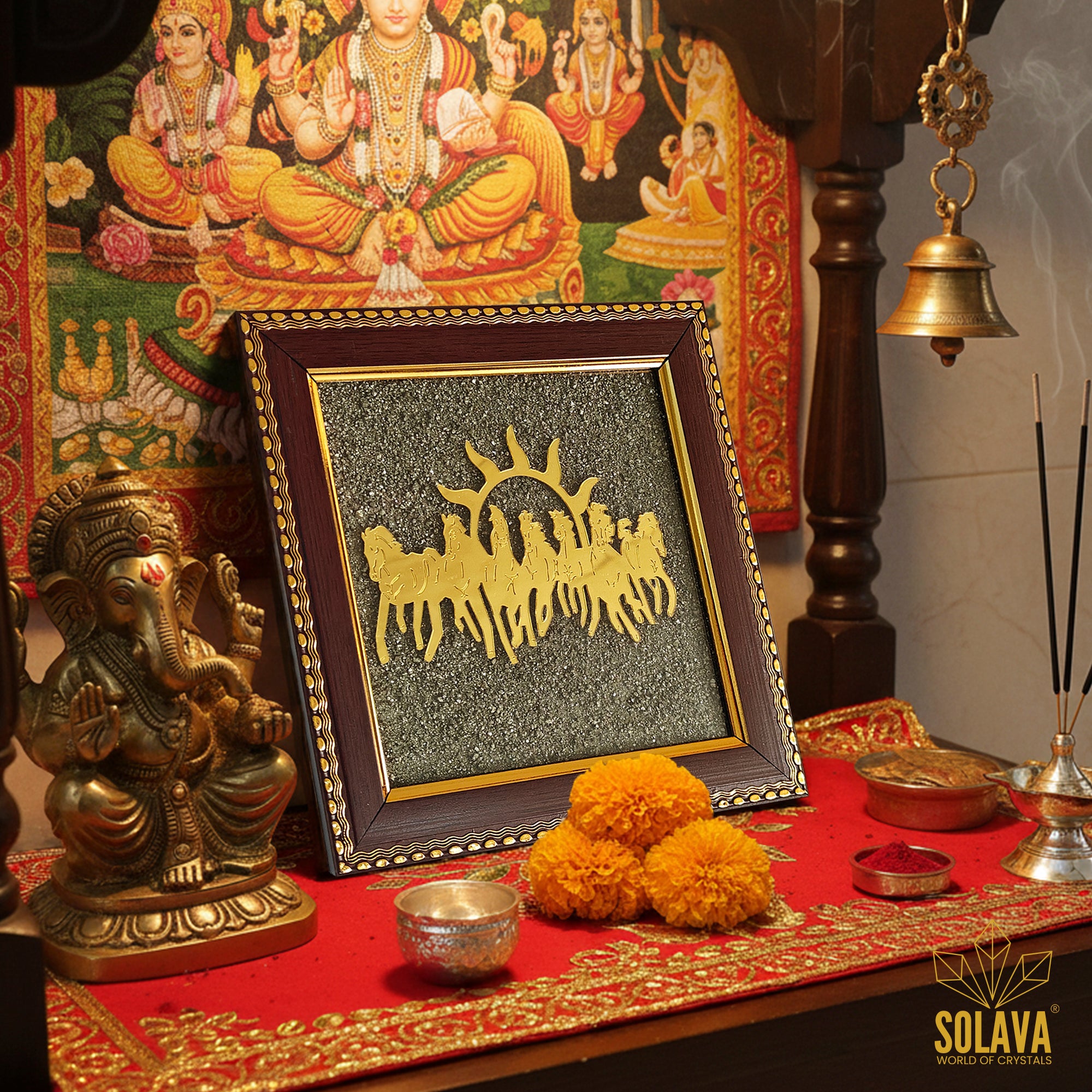 Original Seven Horse Pyrite Frame - Certified 7 Horse Frame