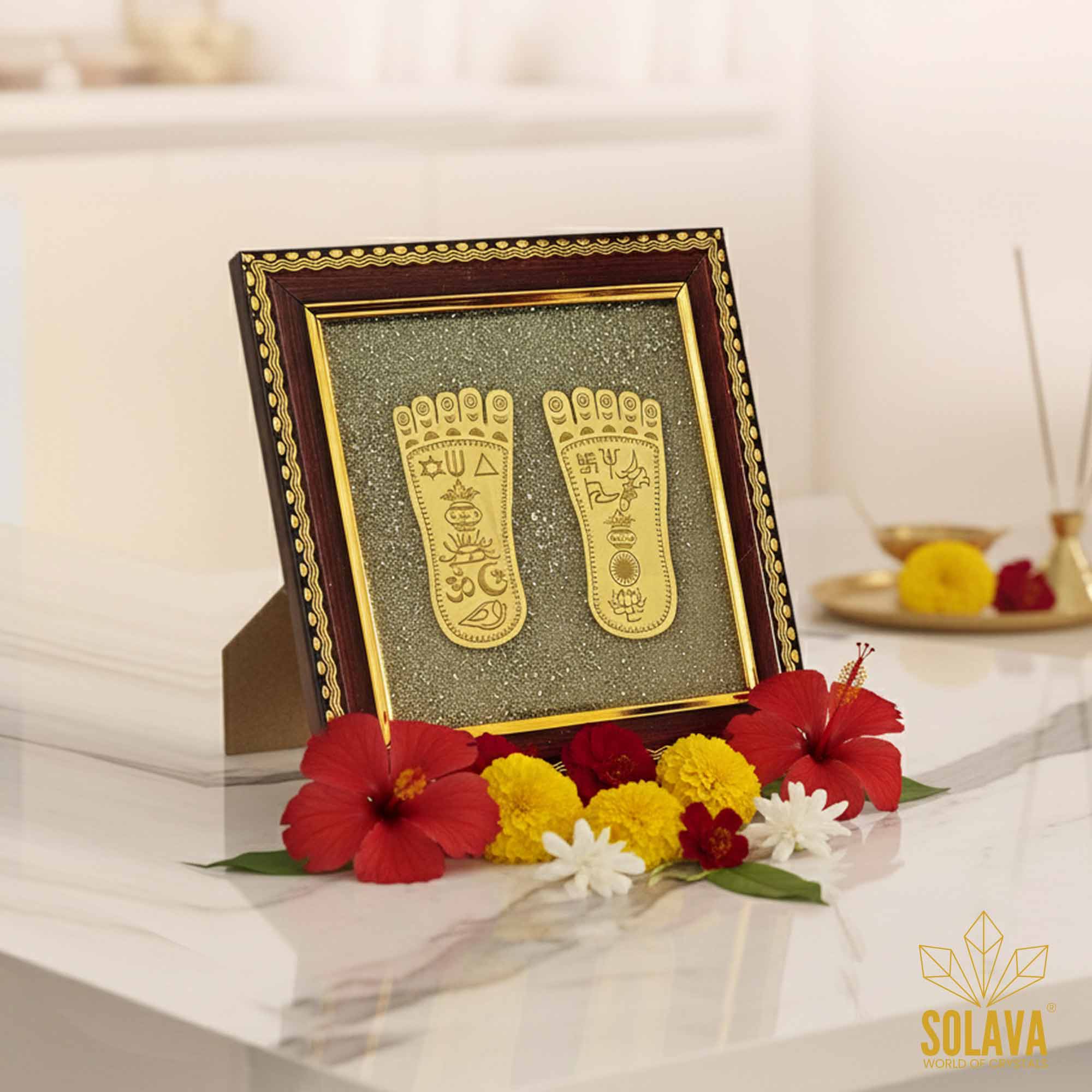 Original Lakshmi Charan Pyrite Frame for Wealth