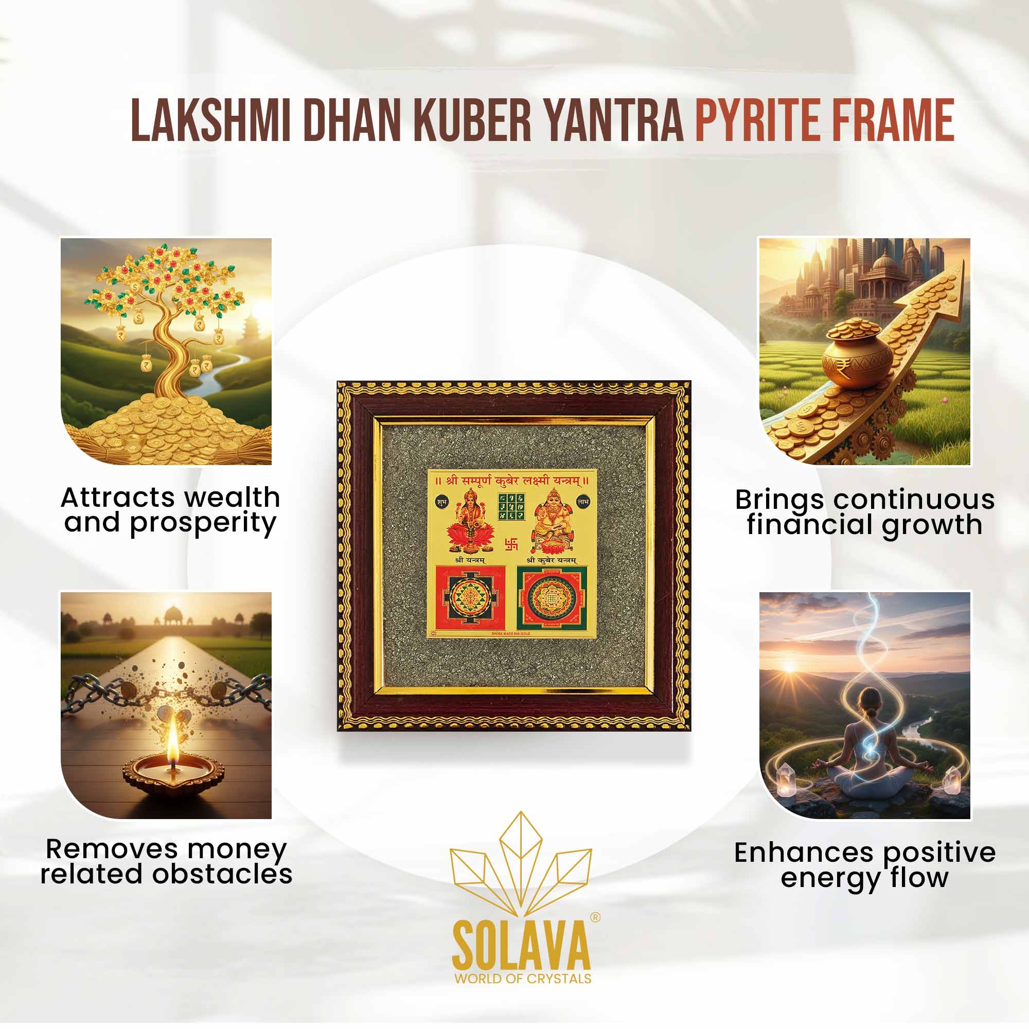 Original Laxmi Kuber Yantra Pyrite Frame - Certified Dhan Kuber Yantra Frame