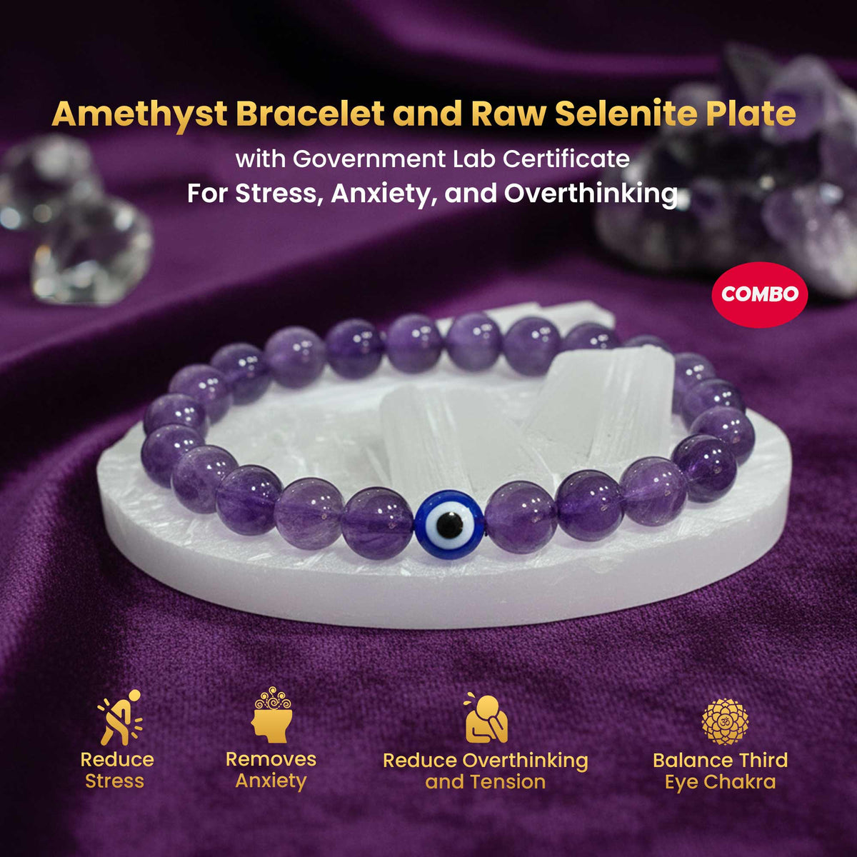 Solava Amethyst Bracelet Original with Raw Selenite Plate