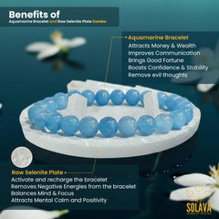 SOLAVA Aquamarine Bracelet Original Certified with Selenite Plate