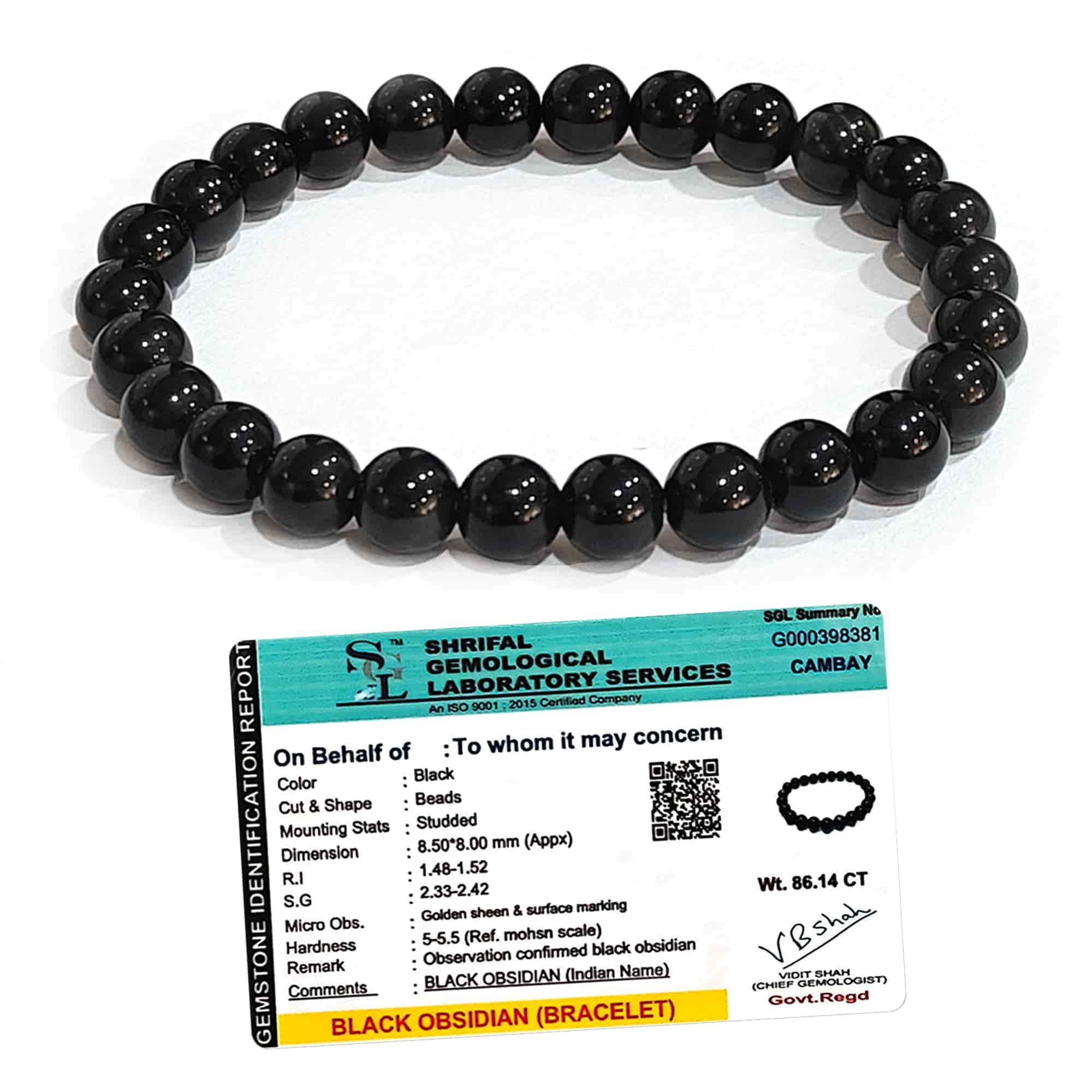 Original Black Obsidian Bracelet with Certificate