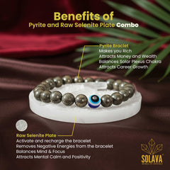 Pyrite Evil Eye Bracelet with Selenite Plate