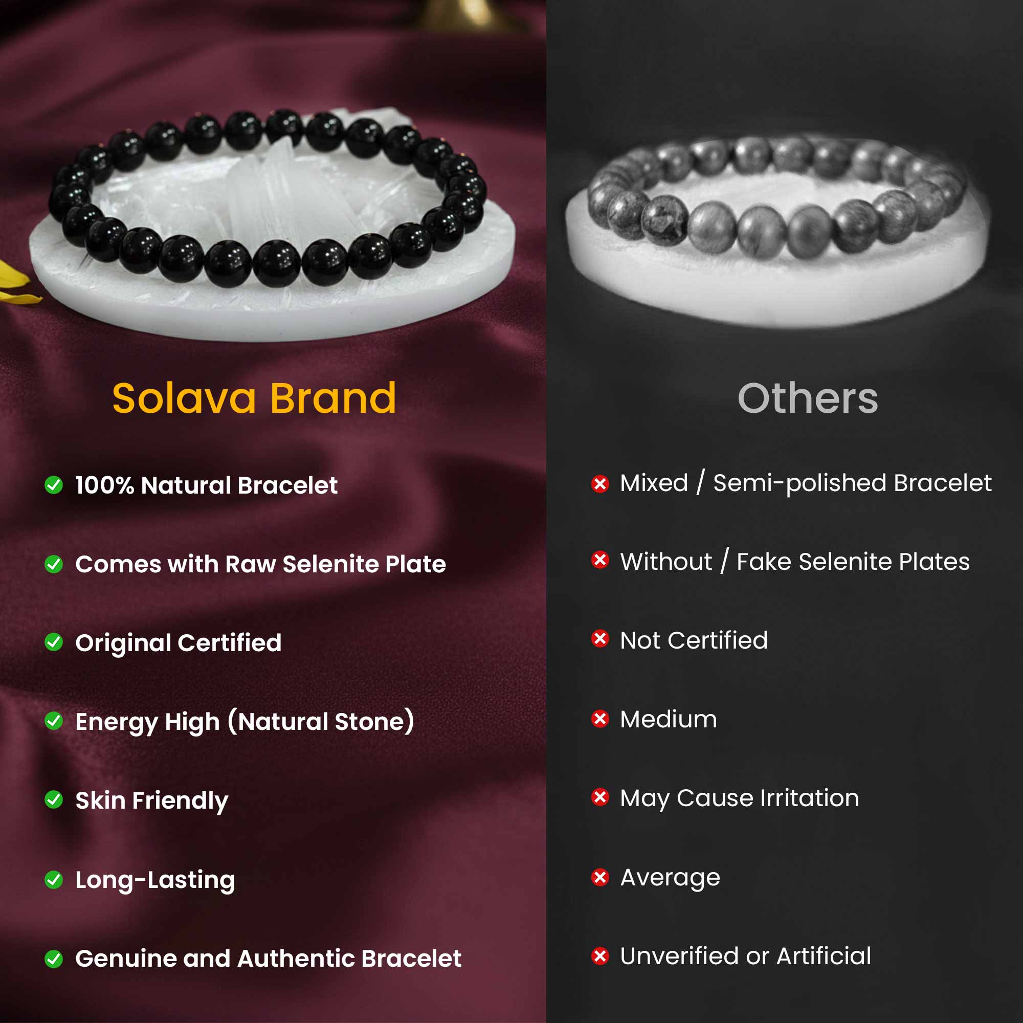 Original Black Obsidian Bracelet with Selenite Plate