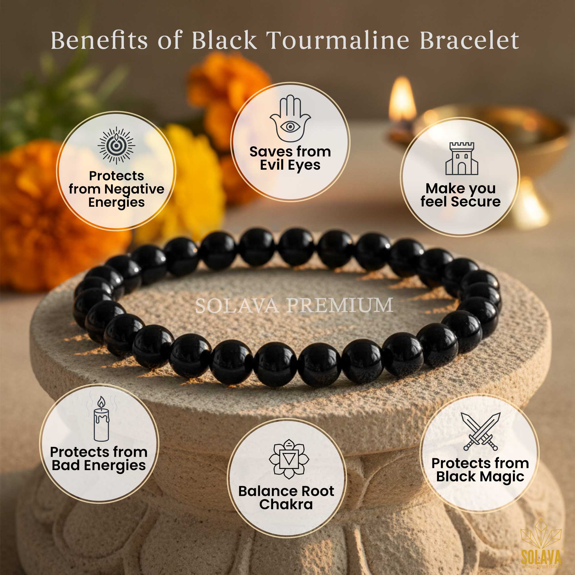 Premium Black Tourmaline Bracelet Original Certified for Men & Women
