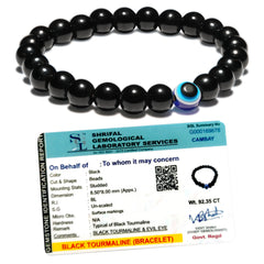 Original Black Tourmaline Bracelet with Evil Eye