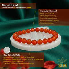 Original Carnelian Bracelet with Raw Selenite Plate