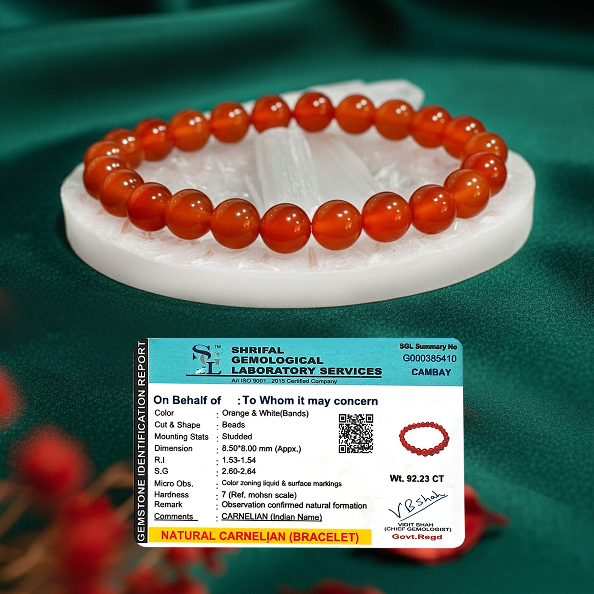 Original Carnelian Bracelet with Raw Selenite Plate