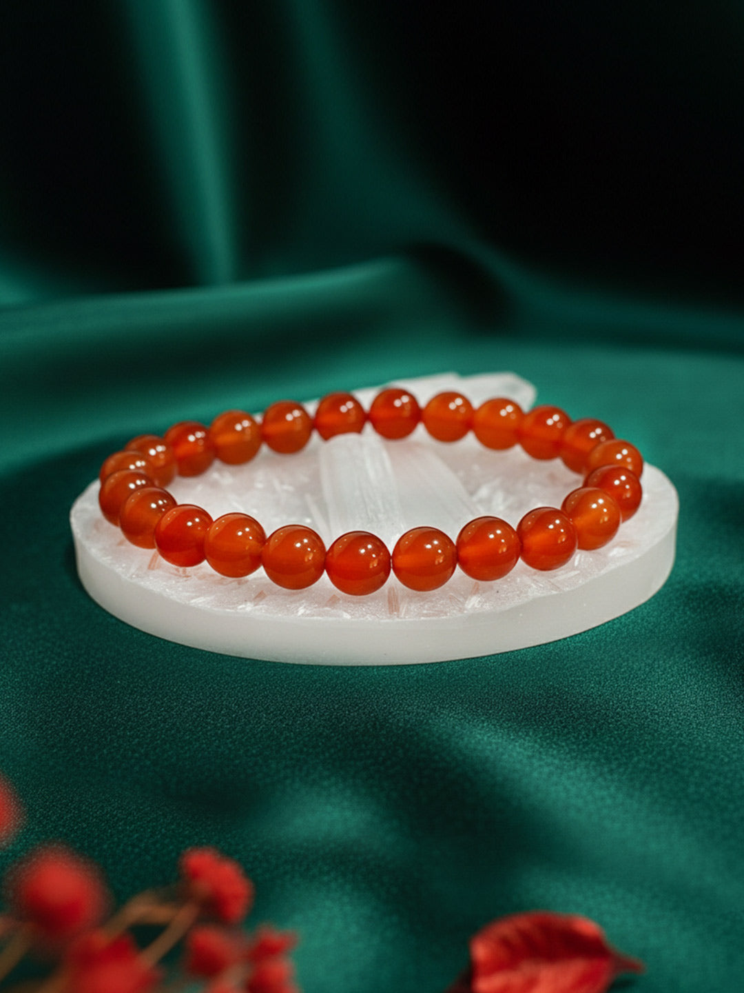 Original Carnelian Bracelet with Raw Selenite Plate