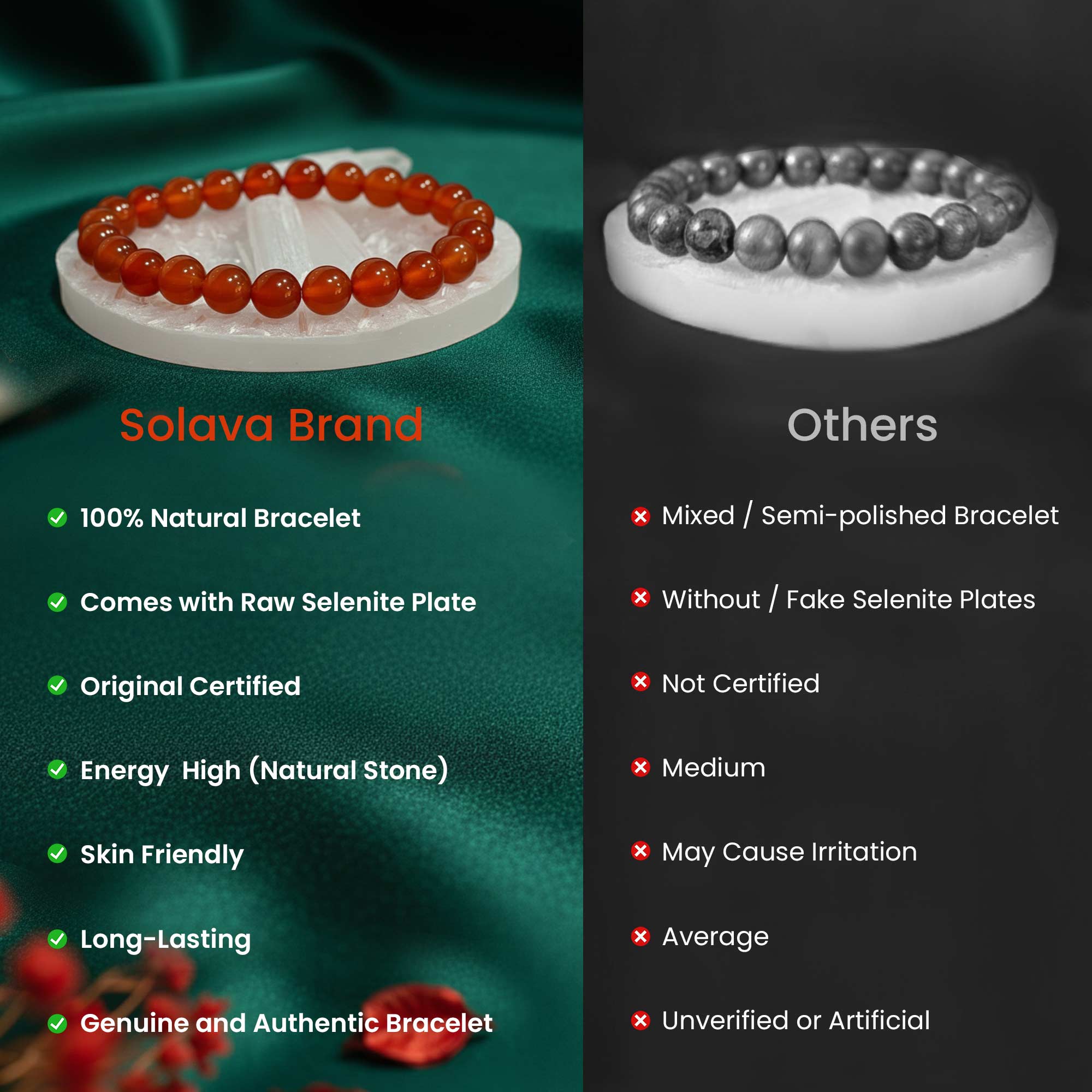 Original Carnelian Bracelet with Raw Selenite Plate