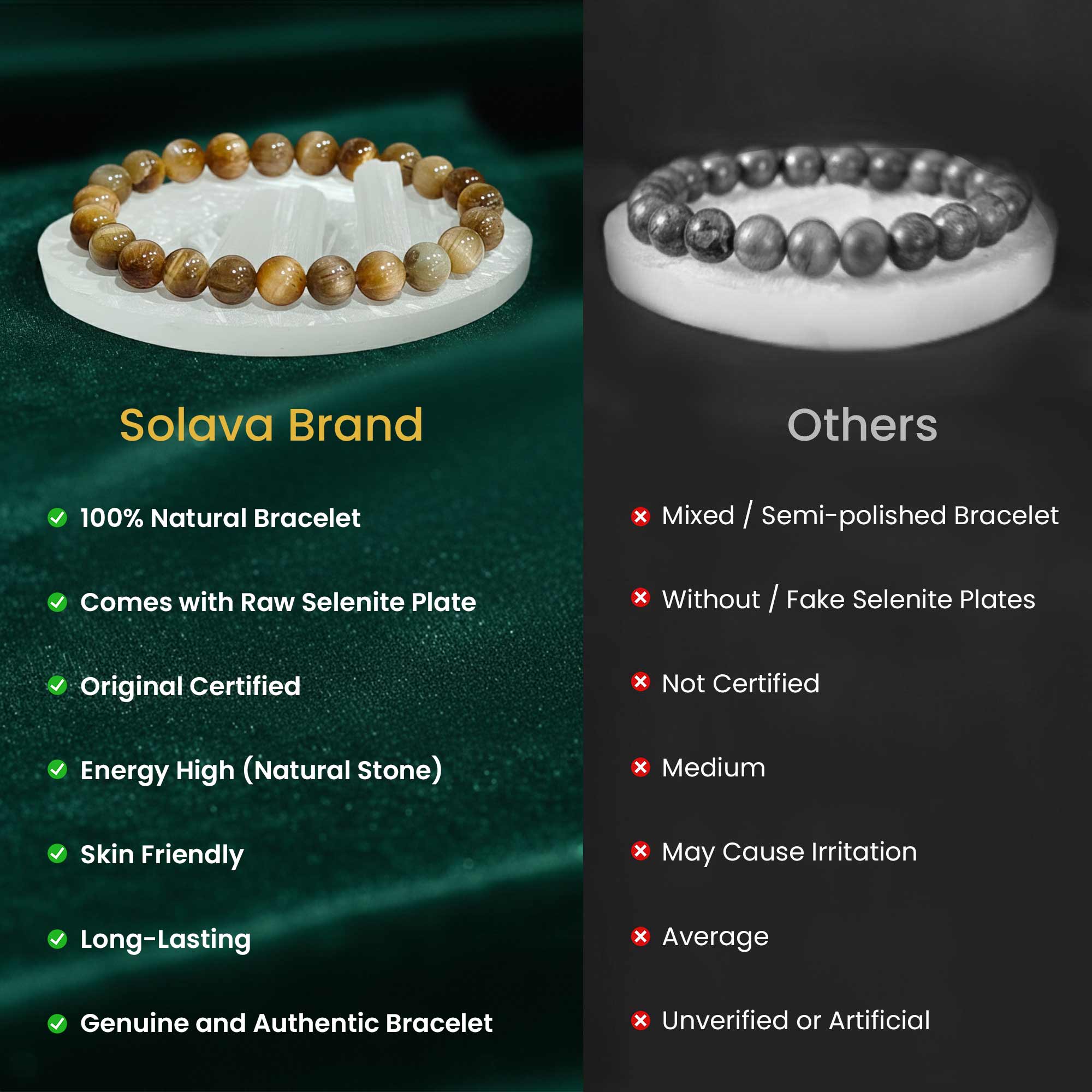 Original Cat’s Eye Bracelet with Raw Selenite Plate